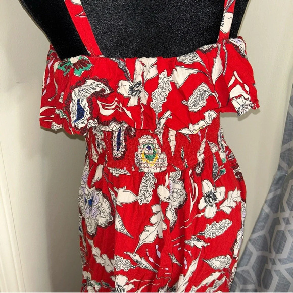 B.O.G Collective Jumpsuit XL‎ Red Floral Wide Leg - Picture 2 of 8